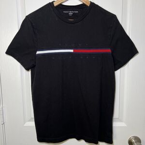 Vintage Tommy Hilfiger Logo T Shirt Mens Small Short Sleeve Black